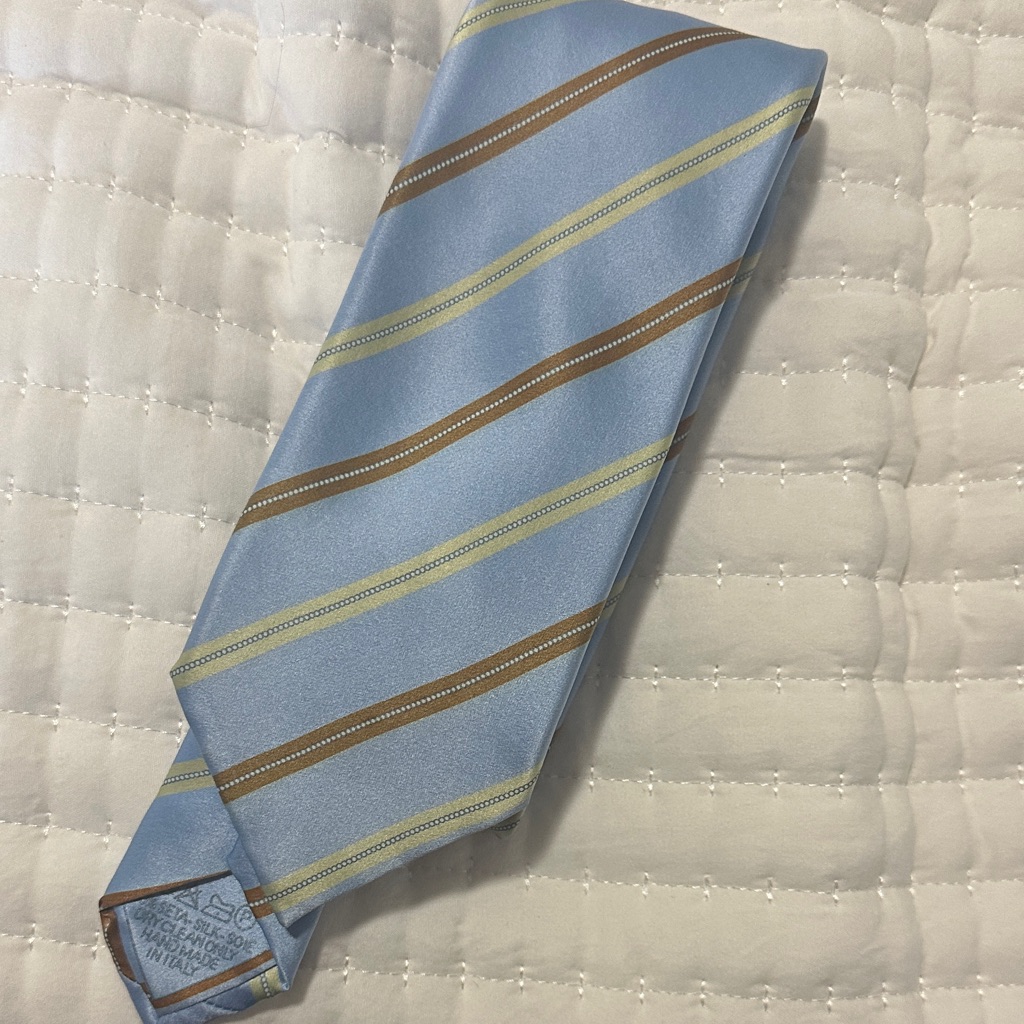 Elegant Light Blue And Brown Striped Men's Tie